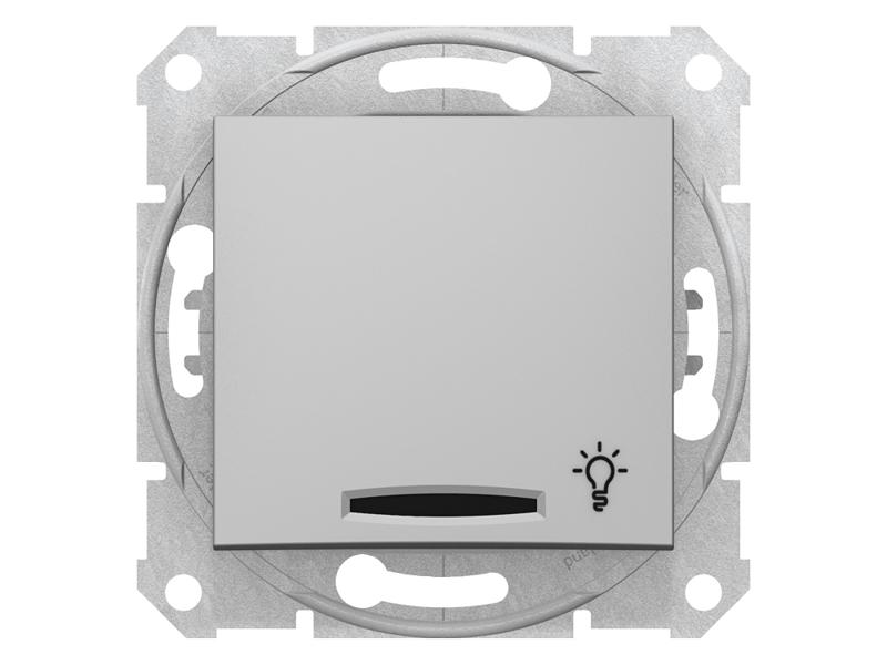 SEDNA Wyłącznik zwierny przycisk "światło" podświetlany aluminium SDN1800160 SCHNEIDER ELECTRIC-0