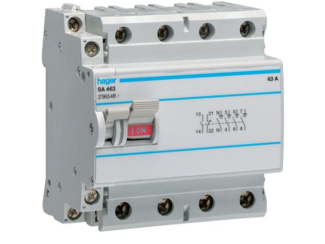 Rozłącznik izolacyjny 3-fazowy 4P 63A 400V AC SA463 HAGER