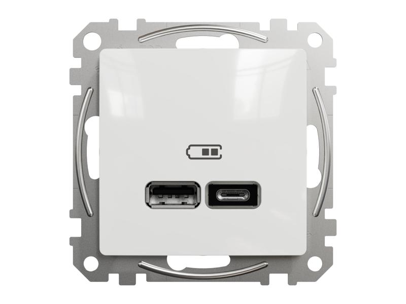 SEDNA DESIGN & ELEMENTS Gniazdo ładowania USB A+C 2,4A biały SDD111402 SCHNEIDER ELECTRIC