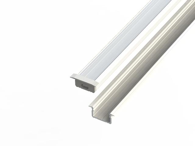 Profil aluminiowy do taśm LED 2000 mm prosty wpuszczany biały z kloszem mlecznym 478627 LEDIN