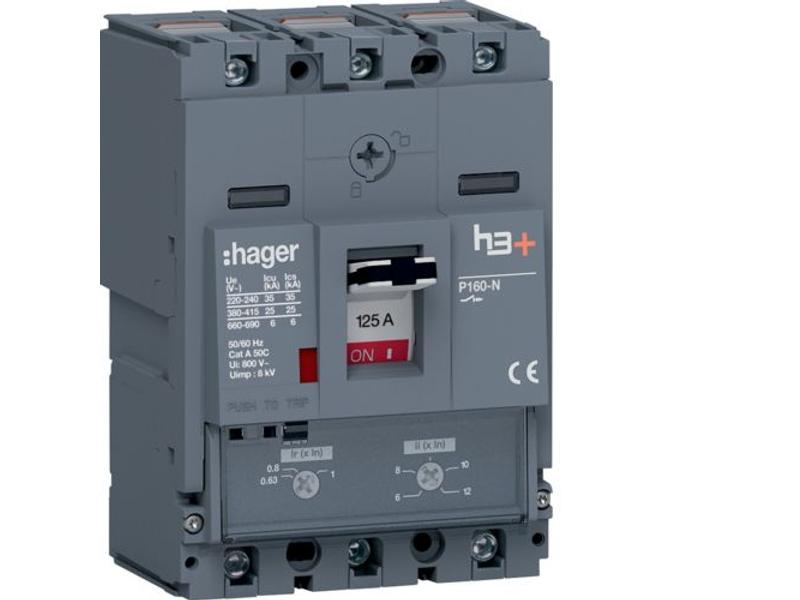 Wyłącznik mocy 3P 125A 25kA h3+ P160 TM HHS125DC HAGER