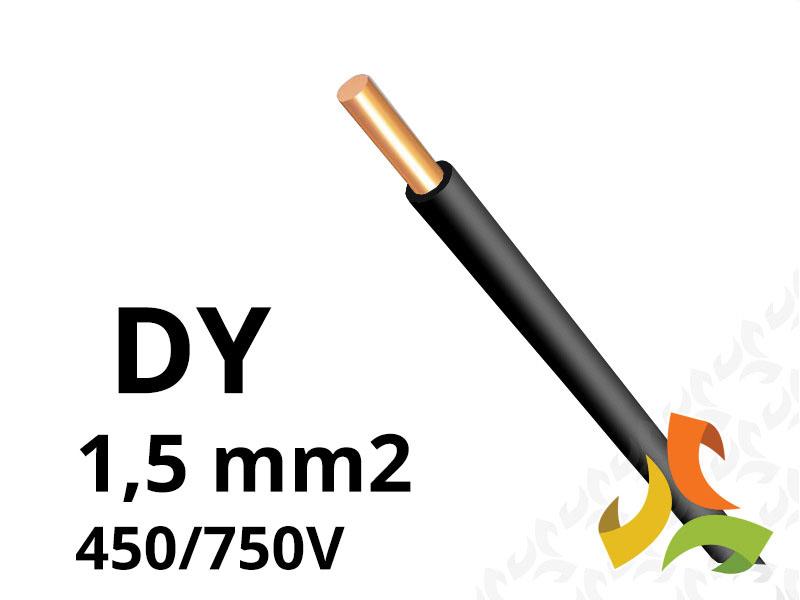Przewód DY 1,5 mm2 czarny (450/750V) jednożyłowy drut H07V-U (krążki 100m) 172105003C0100 NKT-1