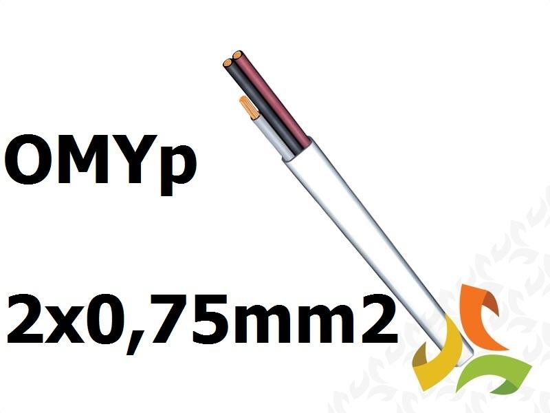 Przewód OMYp 2x0,75 mm2 (300/300V) płaski mieszkaniowy biały (krążki 100m) 13011001 NKT