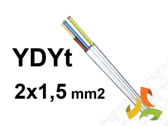 Przewód YDYt 2x1,5 mm2 (300/500V) tynkowy płaski (krążki 100m) G-005676 TELEFONIKA