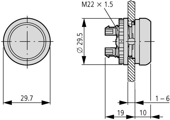Napęd przycisku M22S-D-Y,z samopowrotem płaski, przycisk 216599 EATON-MOELLER-1