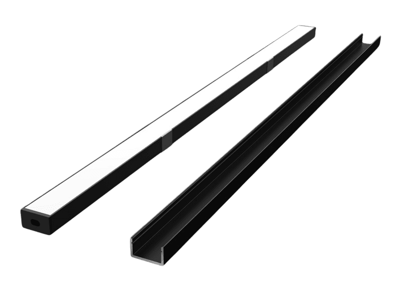 Profil aluminiowy do taśm LED 2000 mm prosty nawierzchniowy czarny z kloszem mlecznym PRIME 203631 LED LINE-0