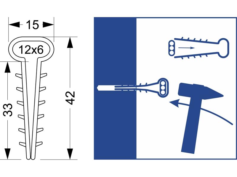 Uchwyt kablowy USMP-3 do przewodów płaskich YDYp 3x1,5 i 3x2,5 (100szt.) biały 16.2 ELEKTRO-PLAST-1