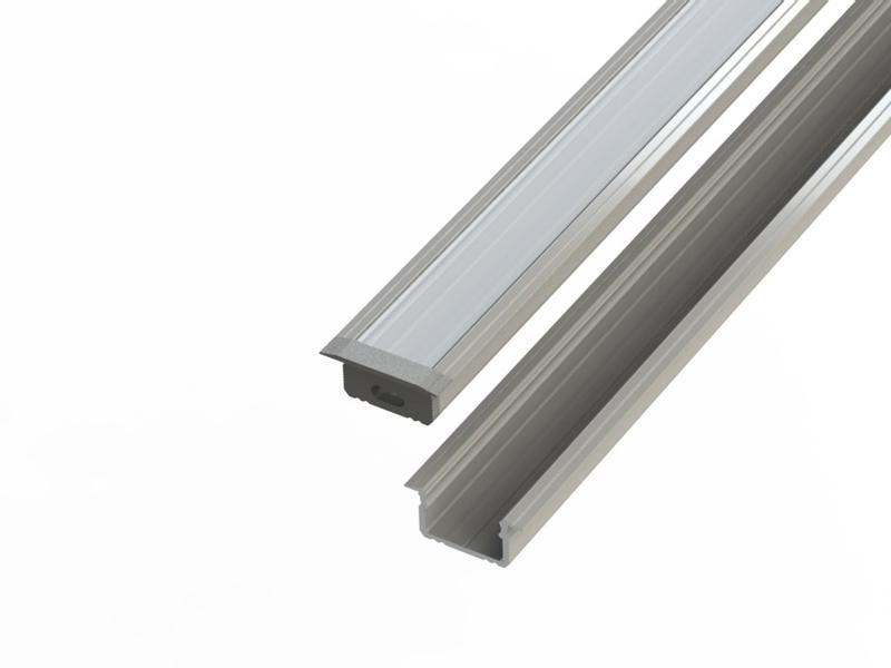 Profil aluminiowy do taśm LED 2000 mm prosty wpuszczany srebrny z kloszem mlecznym 478580 LED LINE-0