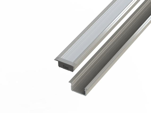Profil aluminiowy do taśm LED 2000 mm prosty wpuszczany srebrny z kloszem mlecznym 478580 LED LINE