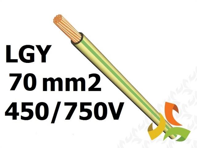 Przewód LGY 70 mm2 zielono-żółty (450/750V) jednożyłowy linka H07V-K (krążki 100m) 11093010 NKT