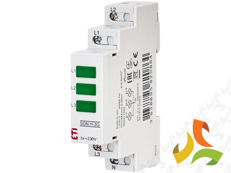 Sygnalizator obecności napięcia (3 x zielona LED) lampka kontrolna SON H-3G 002471556 ETI-0