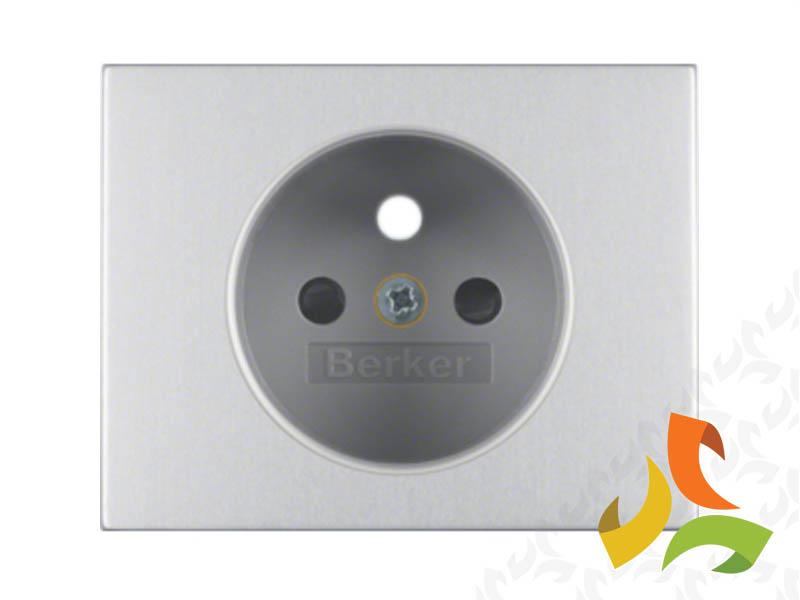 BERKER K.5 Płytka czołowa z przesłonami do gniazda z uziemieniem aluminium 3965757003 HAGER-0