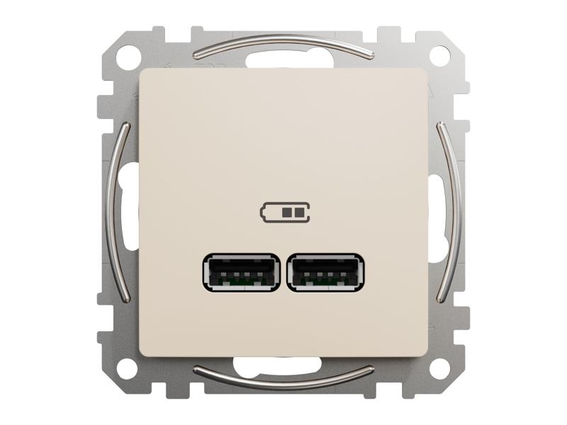 SEDNA DESIGN & ELEMENTS Gniazdo ładowania USB A+A 2,1A beżowe SDD112401 SCHNEIDER ELECTRIC-0