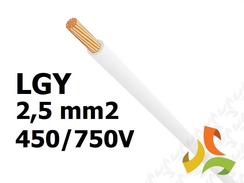Przewód LGY 2,5 mm2 biały (450/750V) jednożyłowy linka H07V-K (krążki 100m) 11093113 NKT-0