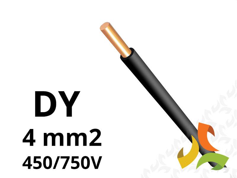 Przewód DY 4,0 mm2 czarny (450/750V) jednożyłowy drut (krążki 100m) 172105005C0100 NKT-0
