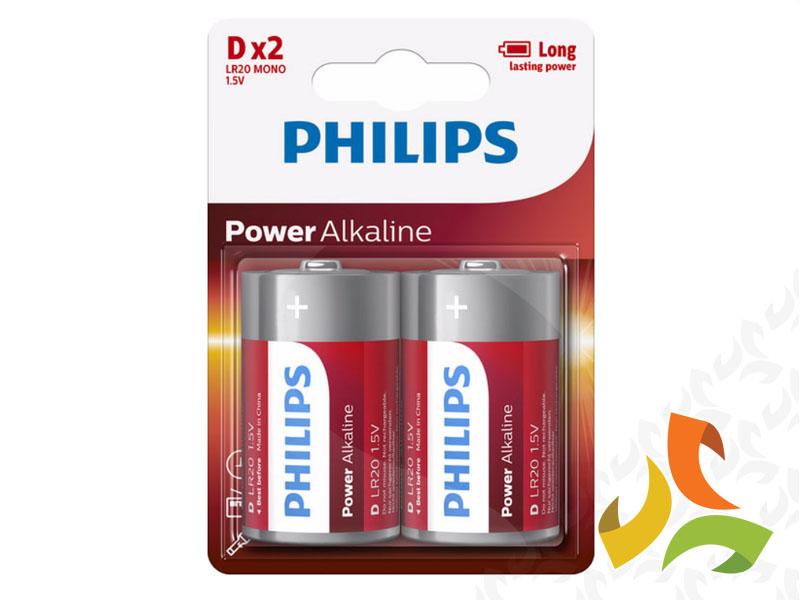Bateria LR20 Power Alkaline , D 1,5V LR20P2B/10 blister 2szt PHILIPS