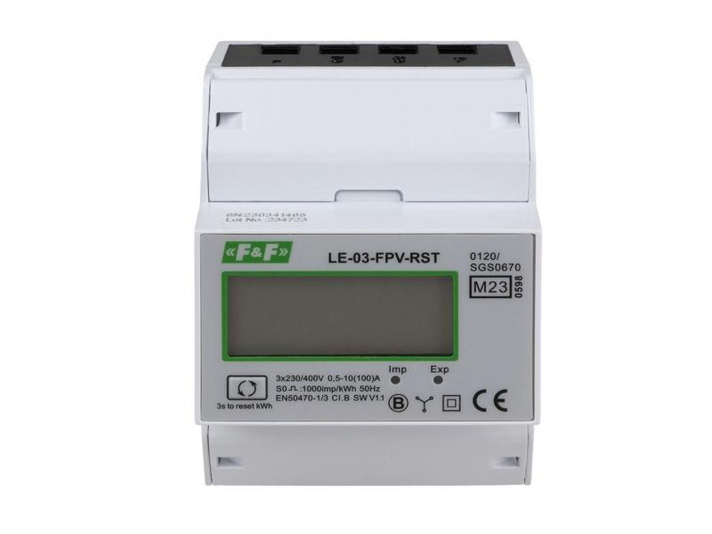 Licznik energii elektrycznej do PV 3-fazowy 100A z funkcją RESET LE-03-FPV-RST F&F FILIPOWSKI-0