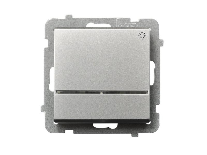SONATA Wyłącznik zwierny przycisk "światło" z podświetleniem IP20 10X/250 srebrny mat ŁP-5RS/m/38 OSPEL