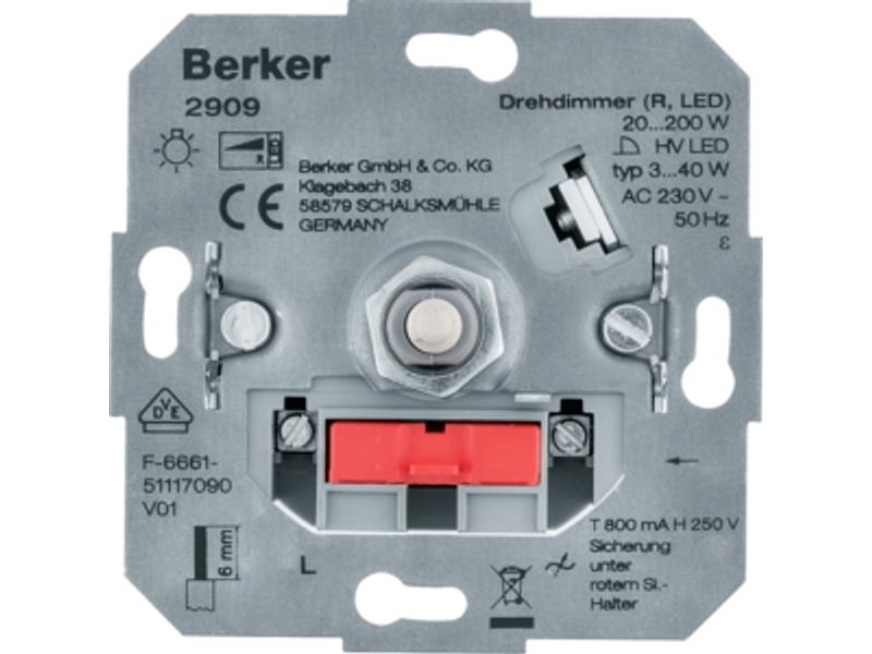 BERKER Ściemniacz obrotowy obciążenie R 20-200 W LED 3-40 W mechanizm one.platform 2909 HAGER