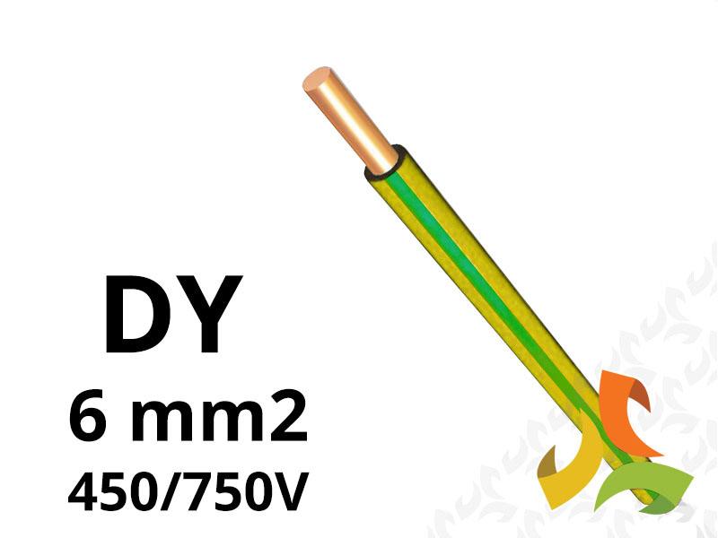 Przewód DY 6,0 mm2 żółto-zielony (450/750V) jednożyłowy drut (krążki 100m) 172105021C0100 NKT-1