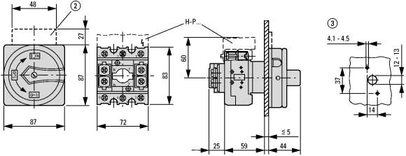 Rozłącznik krzywkowy 3P 63A 0-1 (zero jeden) natablicowy P3-63/EA/SVB 031607 EATON-4