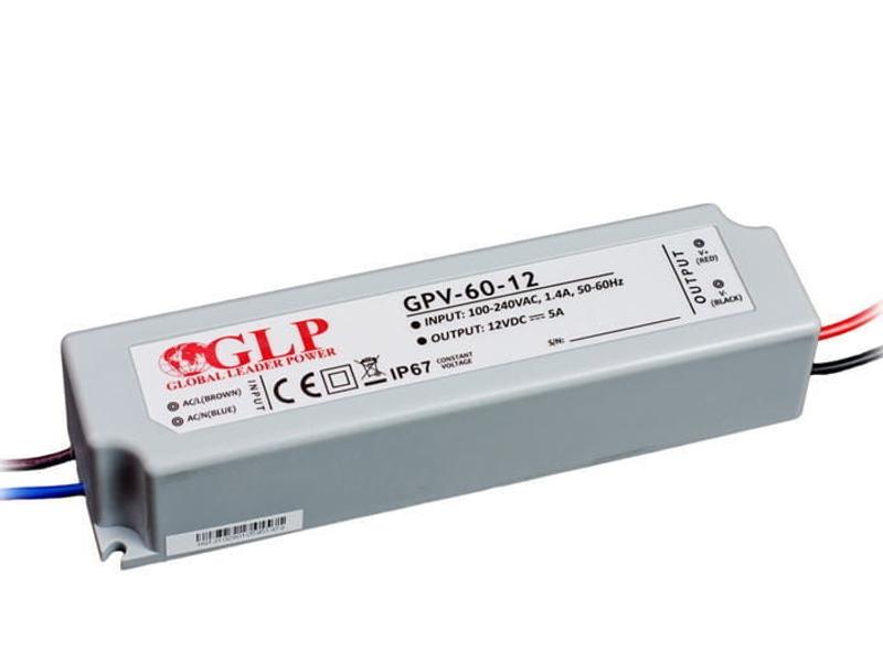 Zasilacz LED 12V 60W 5A GPV-60-12 wodoodporny IP67 GPV-60-12 LEDIN-0