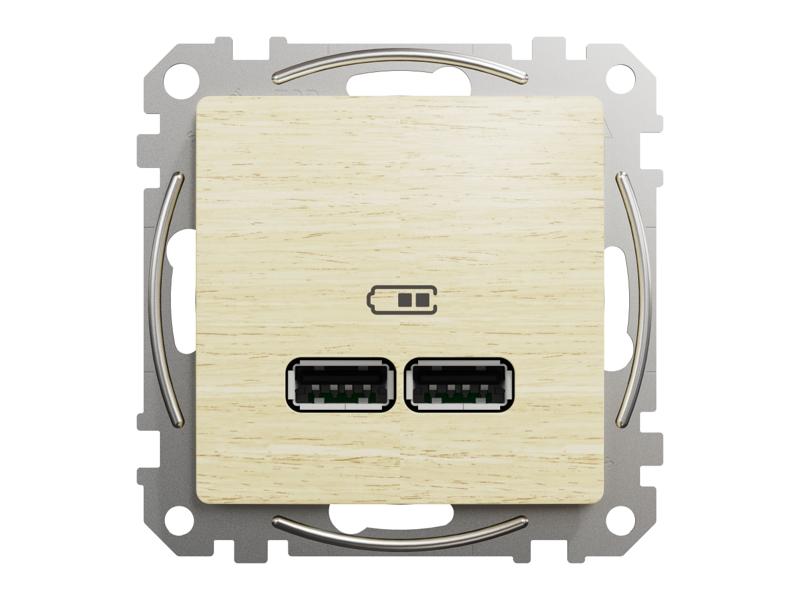 SEDNA DESIGN & ELEMENTS Gniazdo ładowania USB A+A 2,1A brzoza SDD180401 SCHNEIDER ELECTRIC-0