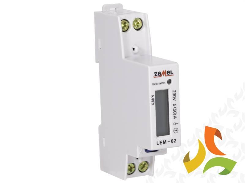 Licznik energii elektrycznej 1-fazowy LCD 50 A 1-MOD TYP: LEM-02 ZAMEL-5