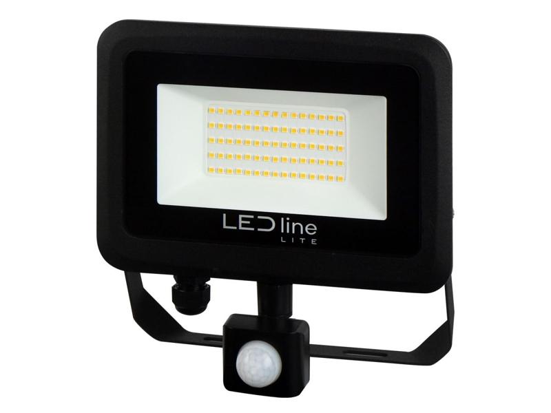 Naświetlacz LED PHOTON z czujnikiem ruchu PIR 50W 5000lm 100lm/W 4000K czarny 203556 LED LINE