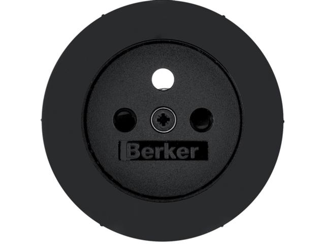 BERKER R.1/R.3 Płytka czołowa z przysłonami styków do gniazda z/u czarny połysk 3965762045 HAGER