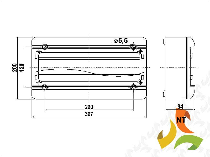 Rozdzielnica natynkowa 18 modułowa 1x18M drzwi transparentne IP55 NT18 6665-218 TAREL-3