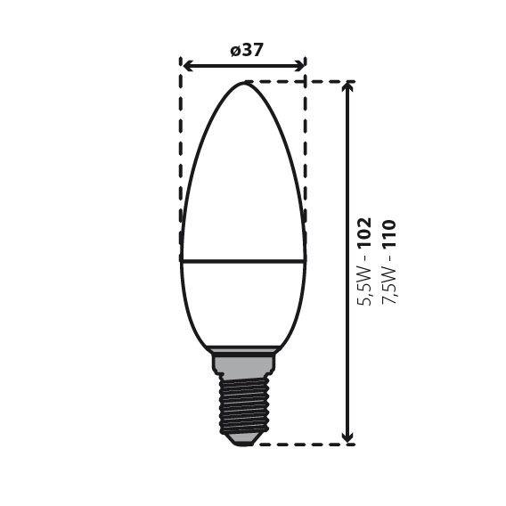 IQ-LED Żarówka LED C37E14 5,5W-NW lampa z diodami LED 230V E14 5,5W(41W) 490lm 4000K 27295 KANLUX-1