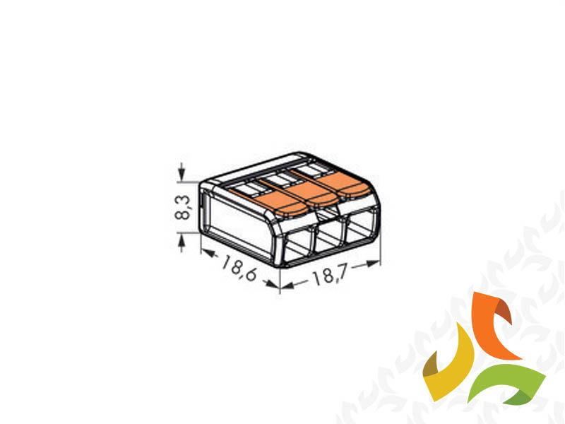 (blister 12szt) Złączka instalacyjna, szybkozłączka 3 x 0,2 - 4mm2 221-413 WAGO-1