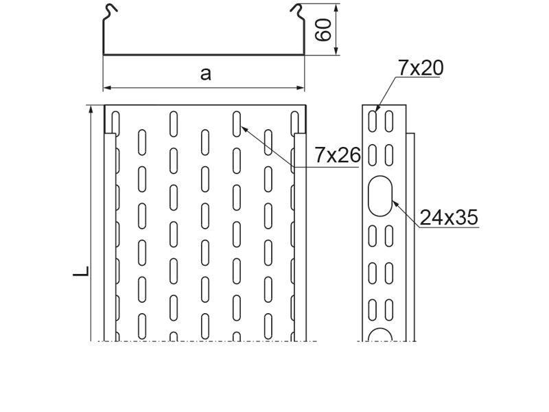 Korytko KOJ150H60/3 N grubość blachy 1,0mm 161615 BAKS-1