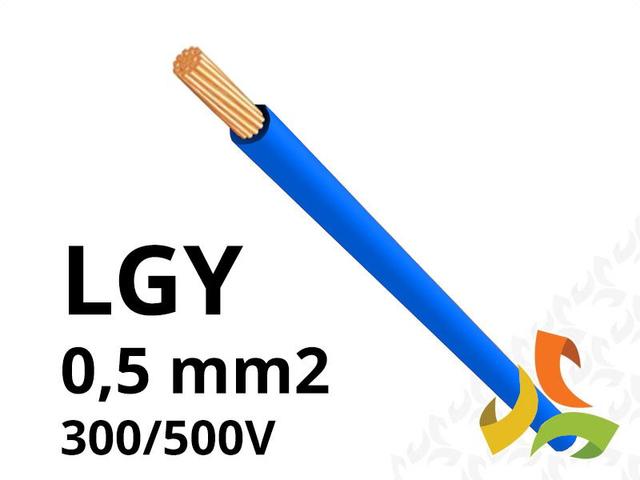 Przewód LGY 0,5 mm2 niebieski (300/500V) jednożyłowy linka H05V-K (krążki 100m) 5907702816586 ELEKTROKABEL