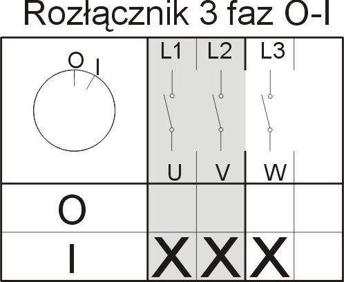 Wyłącznik krzywkowy 0-1 (zero jeden) 63A IP44 w obudowie 926313 ELEKTROMET-0