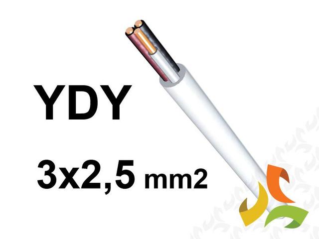 Przewód YDYżo 3x2,5 mm2 (450/750V) instalacyjny okrągły biały NYM-J (bębnowy) G-122560 TELEFONIKA