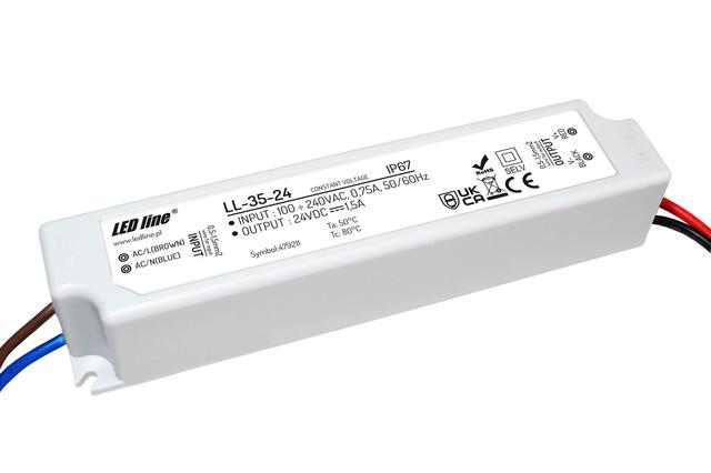 Zasilacz LED line 24V 35W 1,5A wodoodporny IP67 LL-35-24