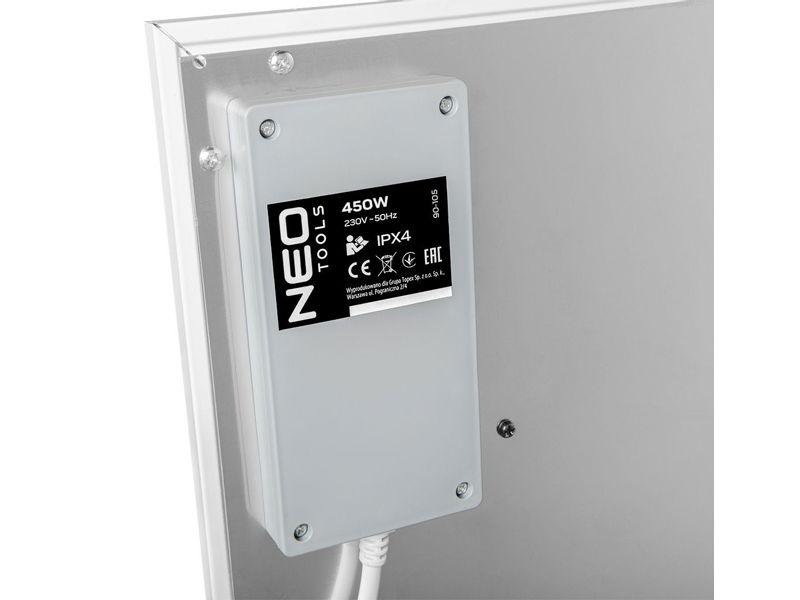 Panel grzewczy na podczerwień 450W WIFI wyświetlacz LED 2 termostaty IP24 90-105 NEO TOOLS-4