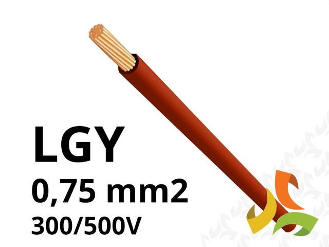 Przewód LGY 0,75 mm2 brązowy (300/500V) jednożyłowy linka H05V-K (krążki 100m) 5907702813509 ELEKTROKABEL