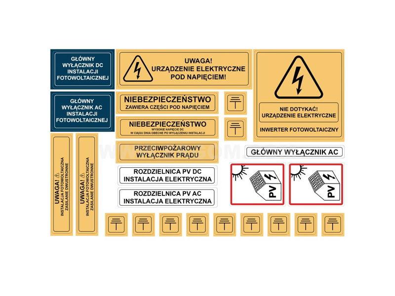 Zestaw oznaczników samoprzylepnych do fotowoltaiki TZ PV Z1  E04TZ-05010215301 ERGOM-0