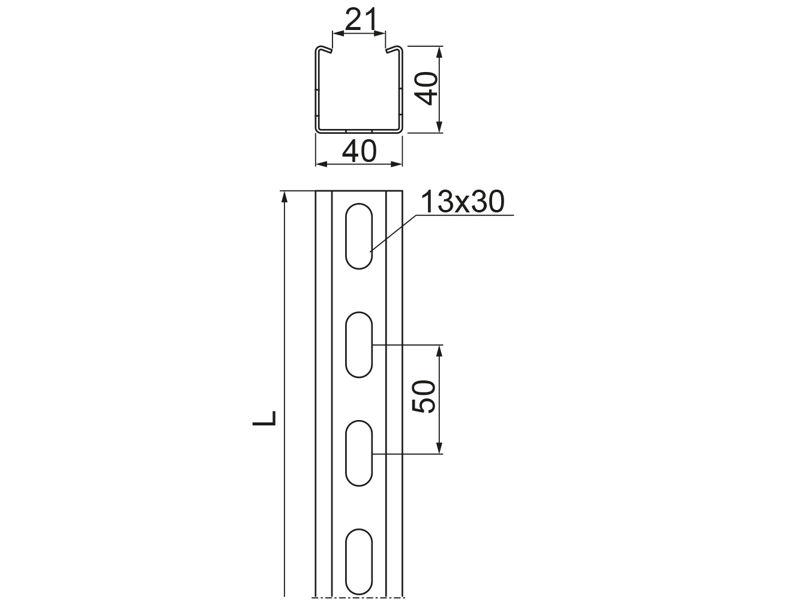 Ceownik wzmocniony CWD40H40/2 grubość blachy 1,2mm 611020 BAKS-1