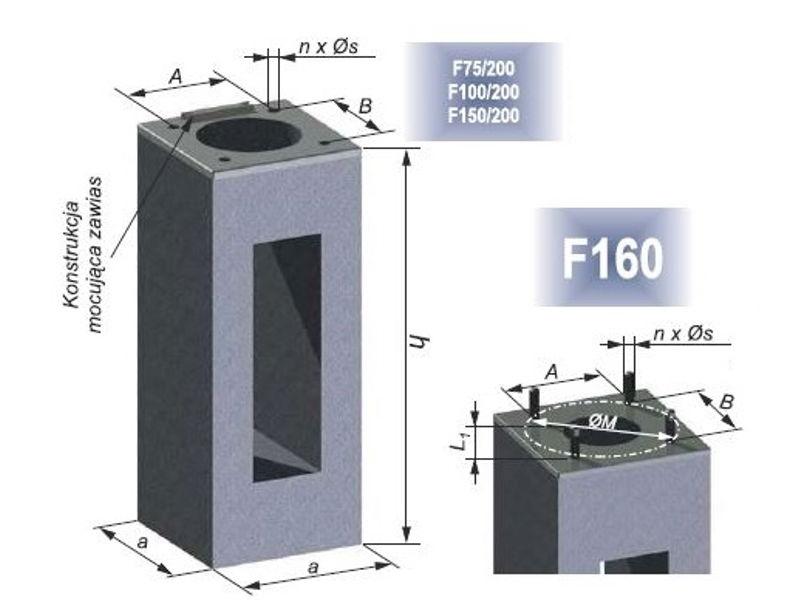 Fundament żelbetowy F-100/200 zabezpieczony z sys. mocowań słupa i elem. moc. zawias 1.22.004.00000.00030 ELEKTROMONTAŻ RZESZÓW-0