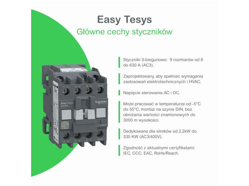 Stycznik mocy 24V DC 3P 1NC 9A AC3 4kW przemysłowy Easy TeSys Control LC1E0901BD SCHNEIDER ELECTRIC-4