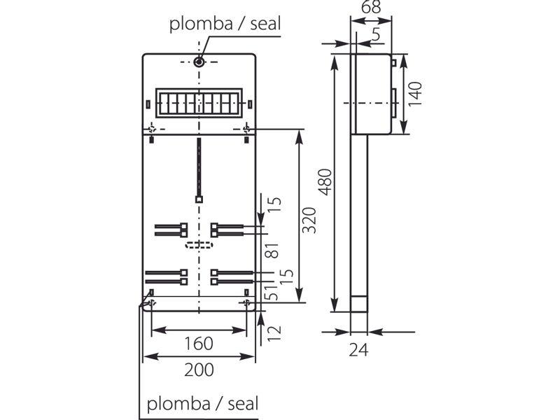 Tablica licznikowo-rozdzielcza TLR-3F (N+PE) z obudową na wyłączniki nadprądowe IP20 10.1 ELEKTRO-PLAST-1