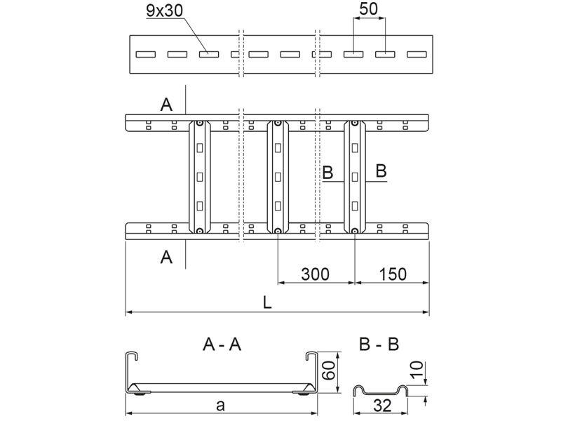 Drabinka DKD200H60/3 N grubość blachy 1,2mm 465120 BAKS-1