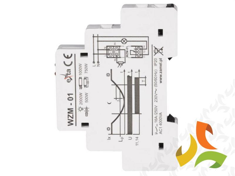 Wyłącznik zmierzchowy 16A 230V 0-200 lux IP20 DIN WZM-01 ZAMEL-3