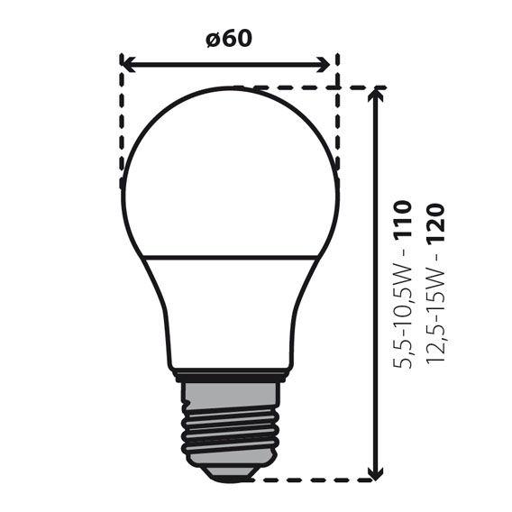 IQ-LED Żarówka LED A60 10,5W-NW lampa z diodami LED 230V E27 10,5W(76W) 1080lm 4000K 27277 KANLUX-1