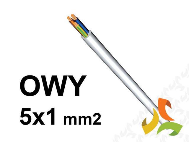 Przewód OWY 5x1 mm2 (300/500V) oponowy warsztatowy H05VV-F (krążek 100m) biały 5907702811024 ELEKTROKABEL