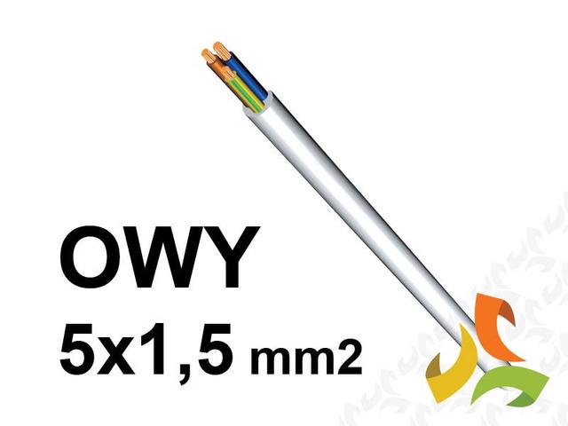 Przewód OWY 5x1,5 mm2 (300/500V) oponowy warsztatowy H05VV-F (krążek 100m) biały 5907702811031 ELEKTROKABEL